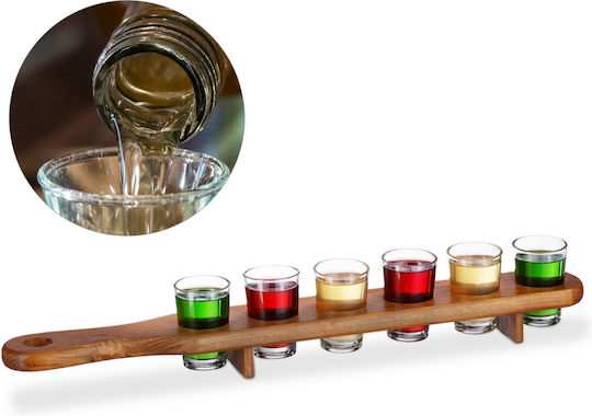 6-shot Pallet Relaxdays Wooden Holder Glass Cups