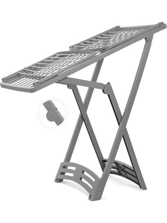 Viosarp Folding Floor Clothes Drying Rack Made of Plastic with 20m Hanging Length Silver