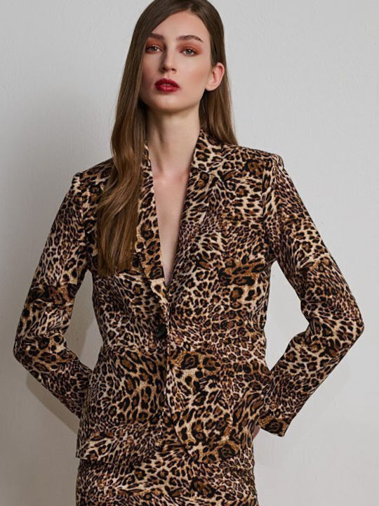 Desiree Lung Blazer pentru femei Sacou Leopard