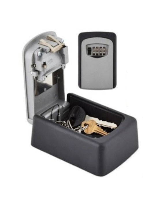 Helix Wall-mounted Combination Key Holder Metallic with Combination Dial 10 Hooks 9x3.5x11.5cm