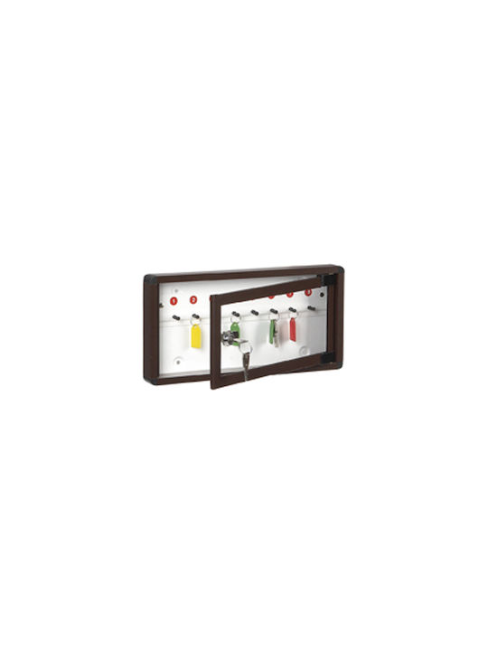 Viometal LTD Wand Schlüsselanhänger Metallisch 1508 8 Haken Weiße 8 Positionen Mit Schloss 30x3x15cm