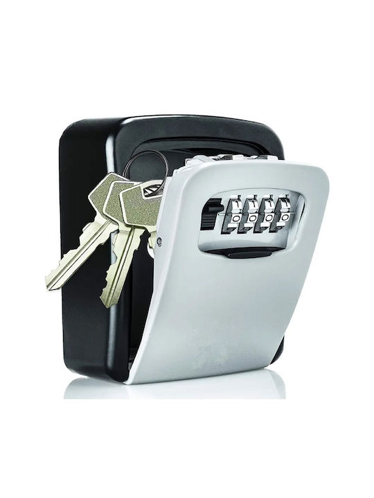 Helix Wall-mounted Combination Key Holder Metallic with Combination Dial 10 Hooks 9x3.5x11.5cm