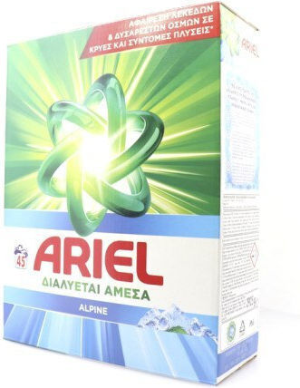 Ariel Alpine Απορρυπαντικό σε Σκόνη για Χρωματιστά & Λευκά Ρούχα (45 Μεζούρες)