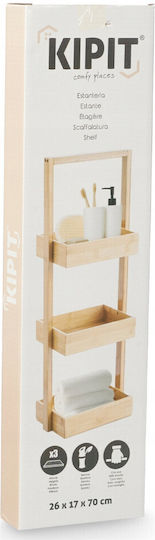 Kipit Floor Bathroom Shelf Bamboo with 3 Shelves 26x17x70cm Beige