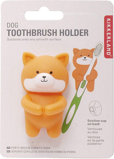 Kikkerland DOG Plastic Wall Μounted Toothbrush Holder Orange