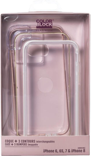 Color Block Pack 3 Bumpere iPhone 6 6s 7 8 Colorblock Alb Roz