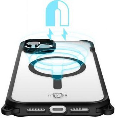 Itskins Hybrid R Sling Magsafe Reinforced Case Iphone 15 Transparent Black