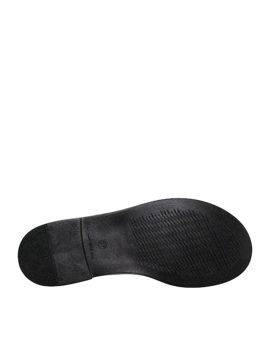 Leather Women's Flat Sandals in Black Color