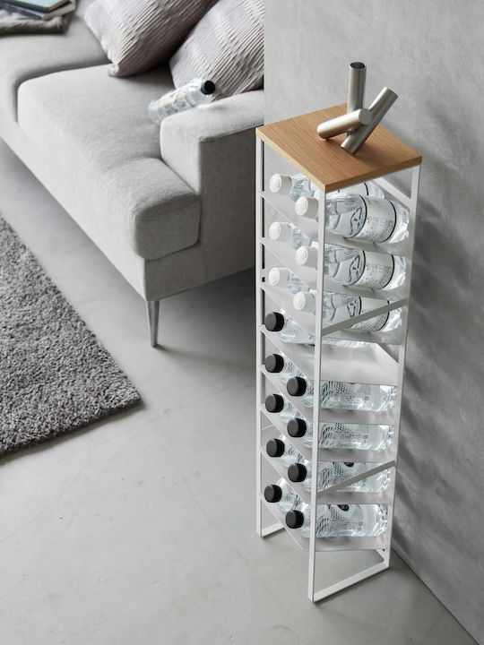 Yamazaki Free Standing Metallic Wine Cabinet for 8 Bottles White 20x19.3x88.5cm