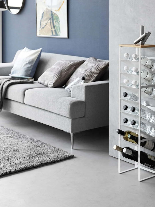 Yamazaki Free Standing Metallic Wine Cabinet for 8 Bottles White 20x19.3x88.5cm