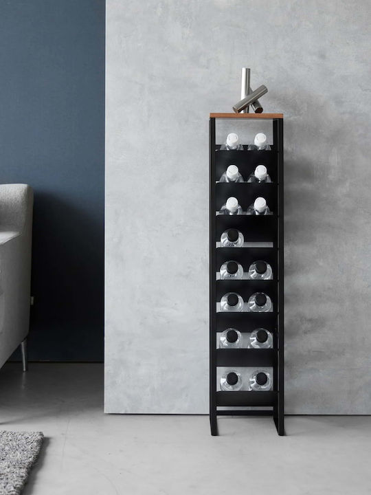 Yamazaki Free Standing Metallic Wine Cabinet for 8 Bottles Black 20x19.3x88.5cm