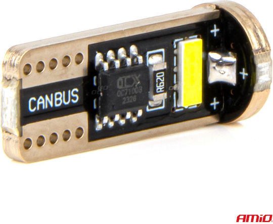 AMiO Λάμπες Αυτοκινήτου W5W Canbus LED 6000K Ψυχρό Λευκό 12-24V
