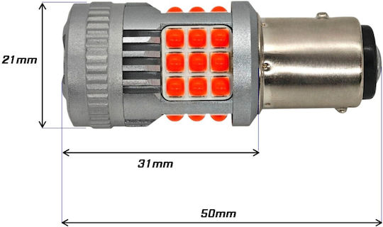 Lampa Auto P21/5W Canbus LED Roșie 12-24V