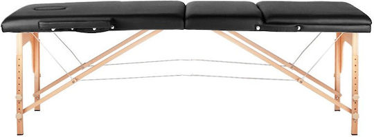 Salon Tech Wooden Folding Black Massage and Physiotherapy Bed