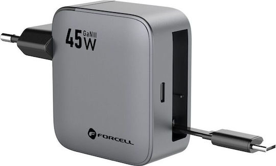 Forcell Φορτιστής Χωρίς Καλώδιο GaN με Θύρα USB-C 45W Power Delivery / Quick Charge 4.0 Γκρι (F-Energy VT-R5)