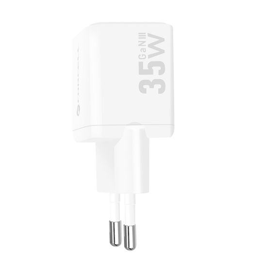 Forcell Charger Without Cable GaN with USB-A Port and USB-C Port 35W Power Delivery / Quick Charge 4.0 Whites (F-Energy Mini VT-35C)