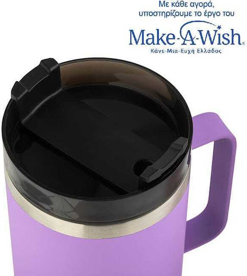 Nava "we Care" Glass Thermos Stainless Steel / Plastic 900ml Lilac with Straw