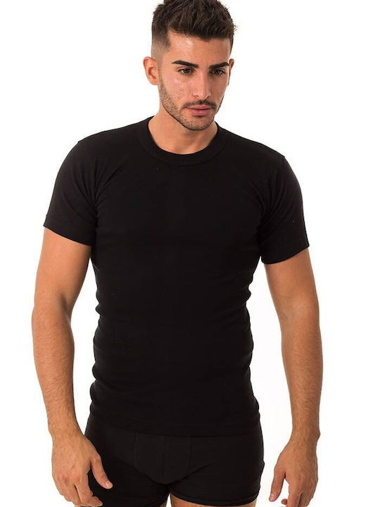 Tricou de Corp pentru Bărbați cu Mânecă Scurtă în Culoare Neagră