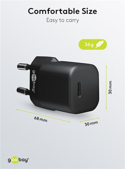 Goobay Φορτιστής Χωρίς Καλώδιο GaN με Θύρα USB-C 30W Power Delivery Μαύρος (59715)