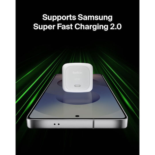 Belkin Φορτιστής Χωρίς Καλώδιο με Θύρα USB-C 65W Power Delivery Λευκός (WCA011KQWH)
