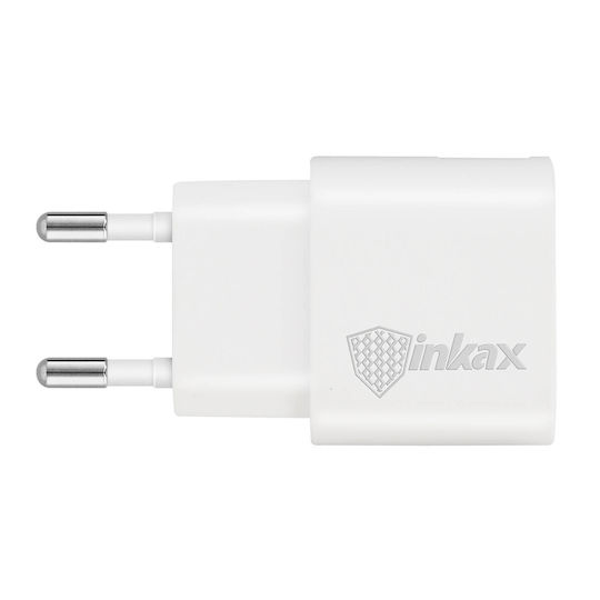 Inkax Ladegerät mit USB-A Anschluss und Kabel Micro-USB Weißs (CD-08)
