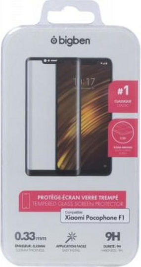 Bigben Connected Tempered Glass Screen Protector for Pocophone F1 2.5D Scratch Proof Transparent Black