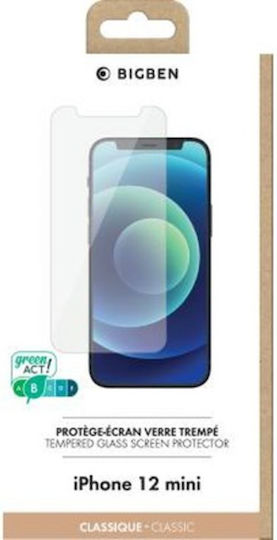Protector de Ecran Tempered Glass Bigben Connected pentru iPhone 12 Mini Transparent Rezistent la Zgârieturi
