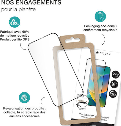 Bigben Screen Protector Compatible with Xiaomi Redmi 14t 14t Pro Tempered Glass 2.5D 9H Transparent Black