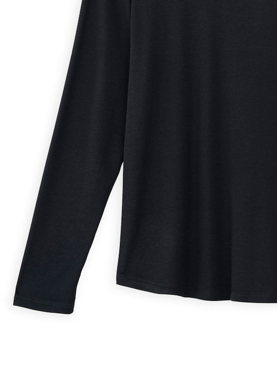 Damen Bluse Langärmelig Rollkragenpullover Black