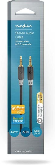 Nedis Audio Cable Stereo Round 2 Connectors Jack 3.5mm Male 2m Charcoal-grey
