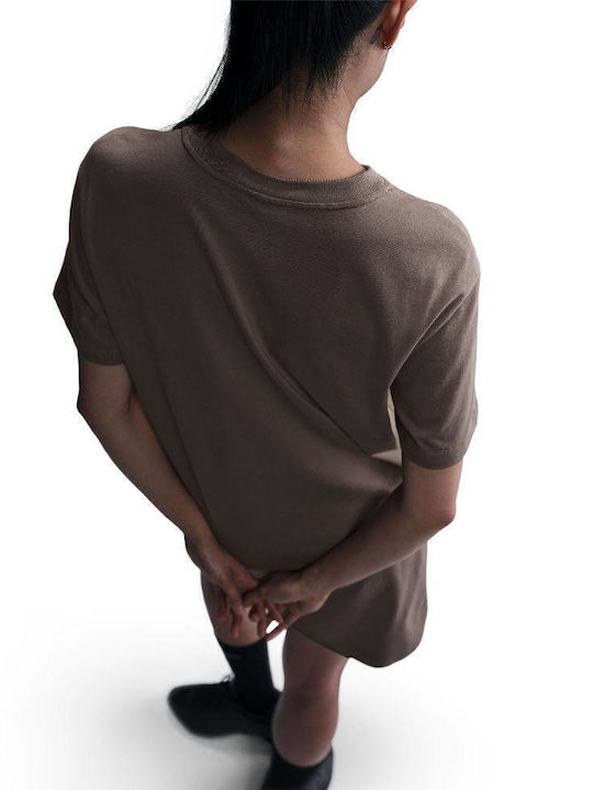 Sportswear Rochii De Vară Pentru Femei Mini Sport Rochie Tricou Mâneca Scurtă Maro