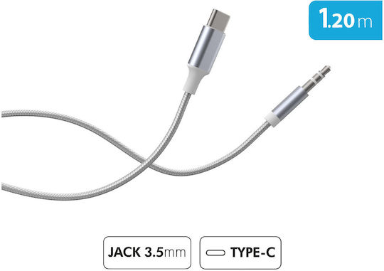 Force Power Audio Kabel Usb-c Zu Jack 3.5mm Nylon Geflochten Verstärkt 1,2m Weiß