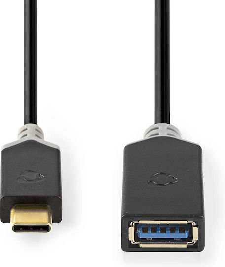 Nedis USB Typ-C Männlich Zu USB-A-Buchse 60W 5 Gbps Lade Daten Kabel 0,15m Schwarze