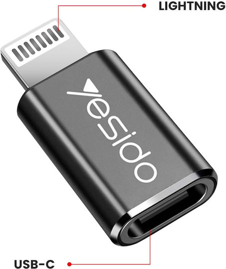 Yesido Usb-c Zu Lightning Adapter iPhone iPad Schnelles Laden Schwarz Silber