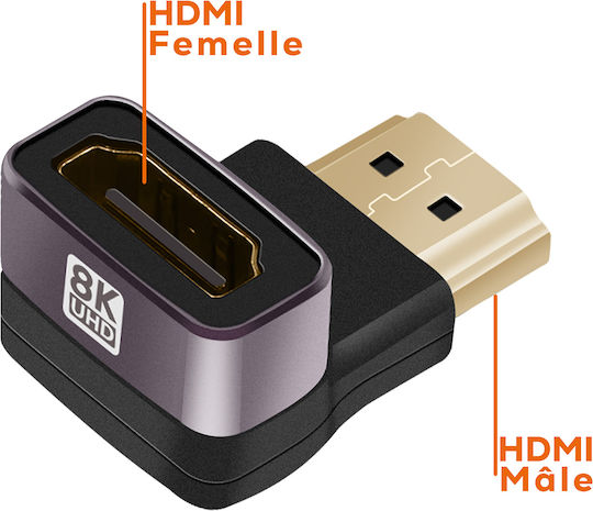 Linq HDMI Мъжки Към Женски 8K UHD Видео Адаптер Нисък Вертикален Ъглов Черен