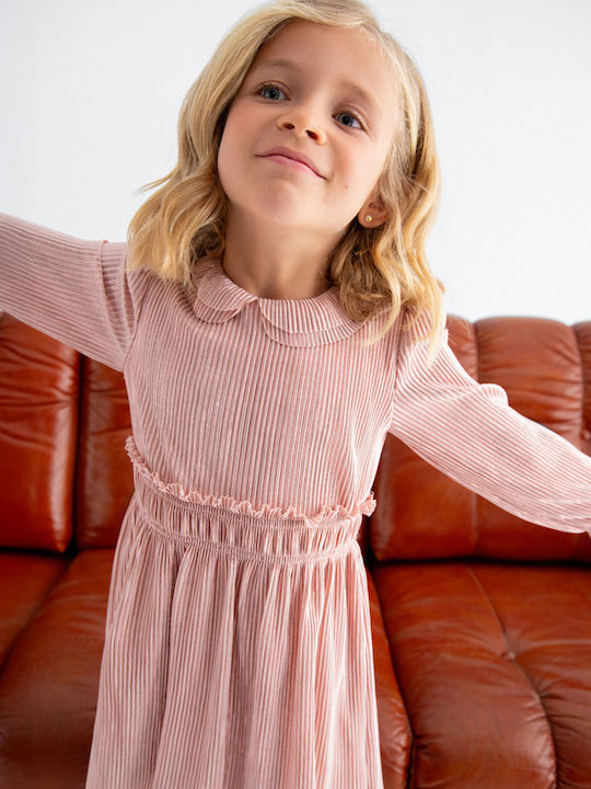 Children's Dress Long Sleeve Rose Petal