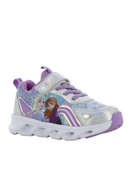 Frozen Kinder Sneaker mit Bügel- und Schleifenverschluss & Lichtern Silber