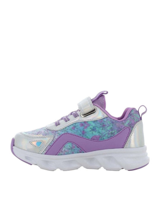 Frozen Kinder Sneaker mit Bügel- und Schleifenverschluss & Lichtern Silber