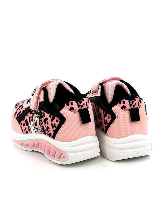 Minnie Παιδικά Sneakers με Σκρατς & Φωτάκια Ροζ