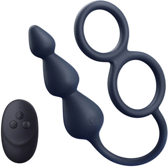 Double Cock Ring Anal Beads Remote Control