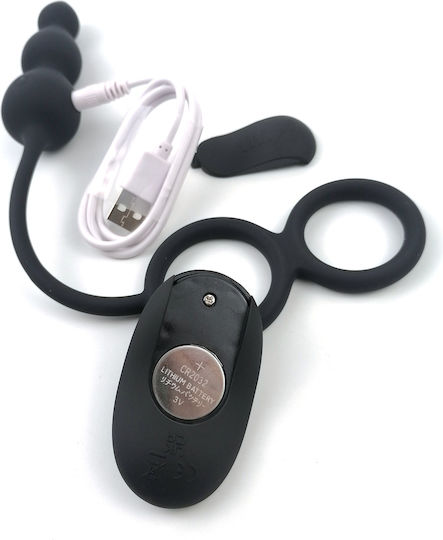 Double Cock Ring Anal Beads Remote Control