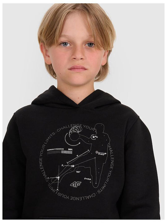 Kids Sweatshirt with Hood and Pockets Black