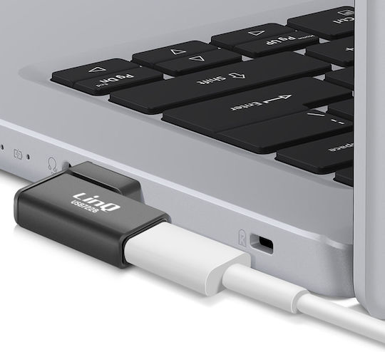 Linq Usb-c Към Usb-a Мъжки Ляв Ъглов Адаптер За Зареждане И Пренос 10Gbps Черен