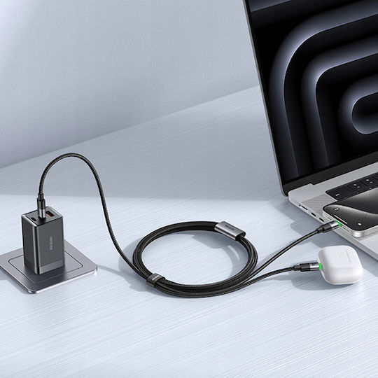 Mcdodo Usb-C 2in1 Fast Charging Cable Iphone Macbook Led 100W 2m