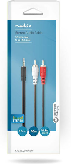 Cablu Splitter Audio Nedis 3,5 Mm Jack La 2 Rca Stereo 10 M Negru