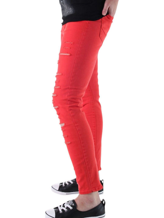 High Waist Women's Jean Trousers Back Flame