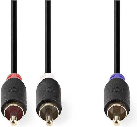 Nedis Cablu Audio Subwoofer RCA De Sex Masculin La 2x RCA De Sex Masculin 3m Gri Antracit