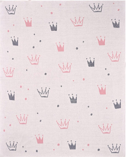 Liolios Home Blanket Nursery Swaddling Blankets Crown Cotton Beige 80x100cm