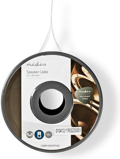 Nedis Cablu Rotund Difuzor Conductori Dubli 1,50mm2 Pe Rolă 15m Transparent
