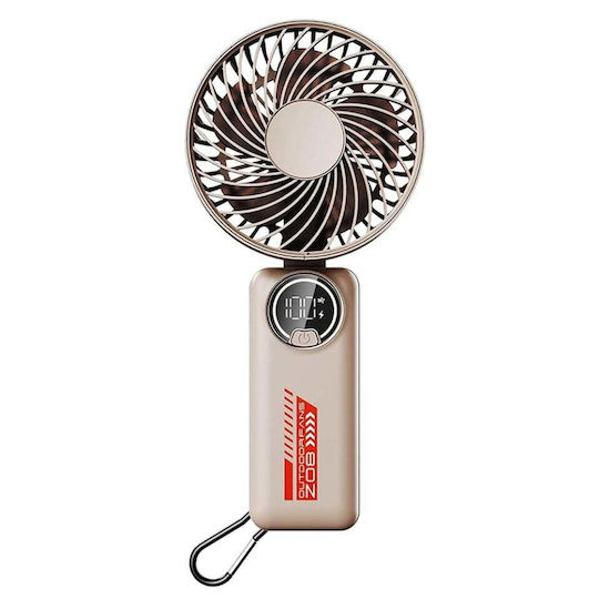 Tragbarer Ventilator Mit LED-Anzeige Z8 3 Geschwindigkeiten Usb-c 2a 3600mah Kompakt Leicht Beige